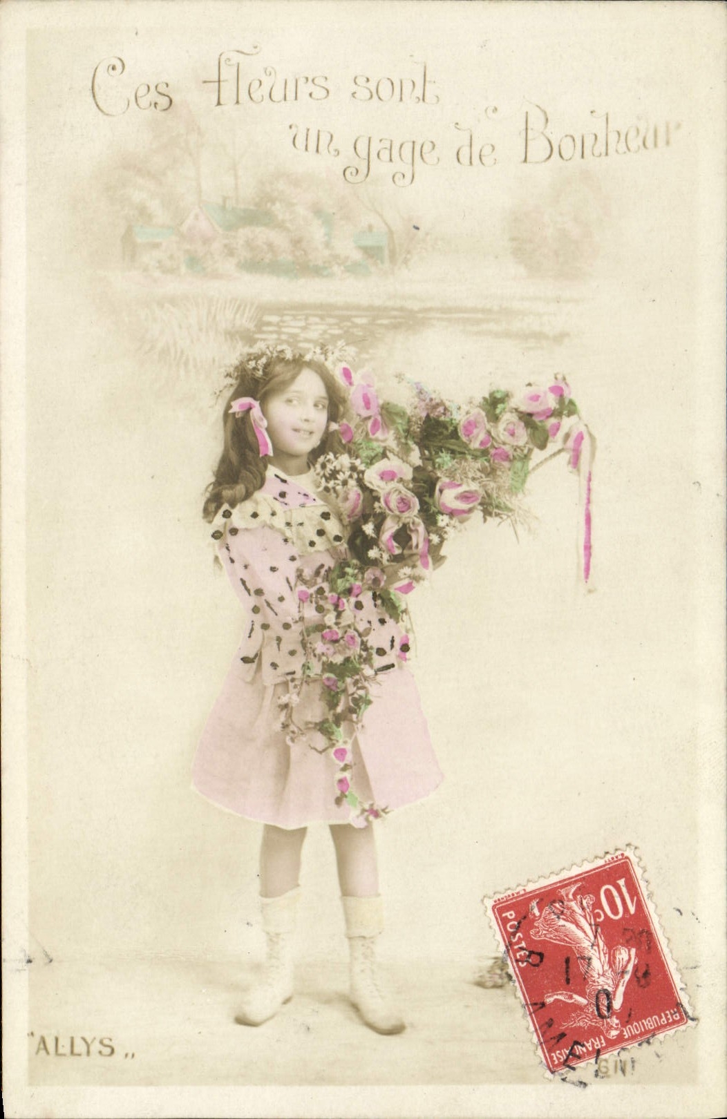 CPA Fantaisie Fleurs Enfant