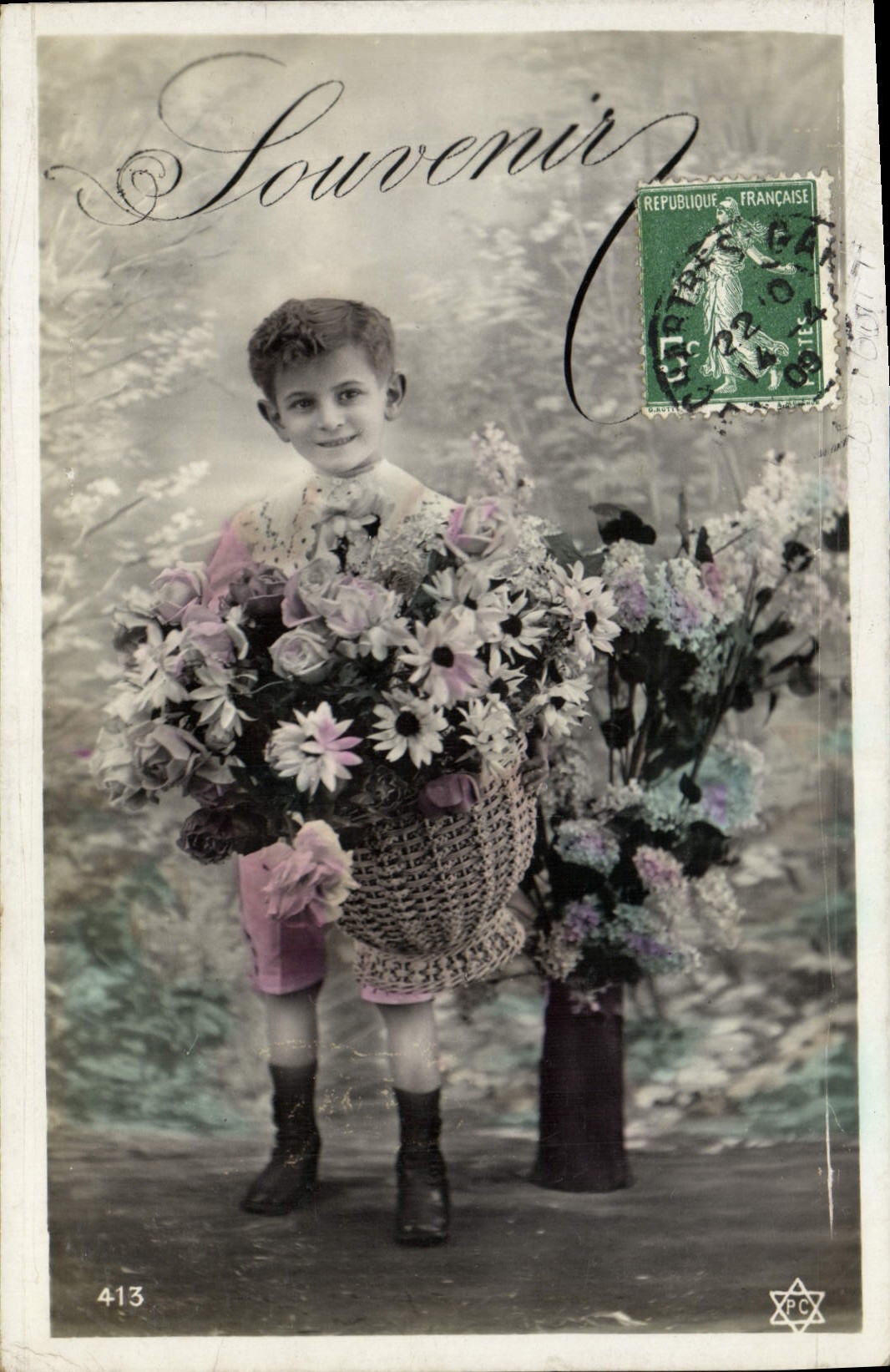 CPA Fantaisie Fleurs Enfant