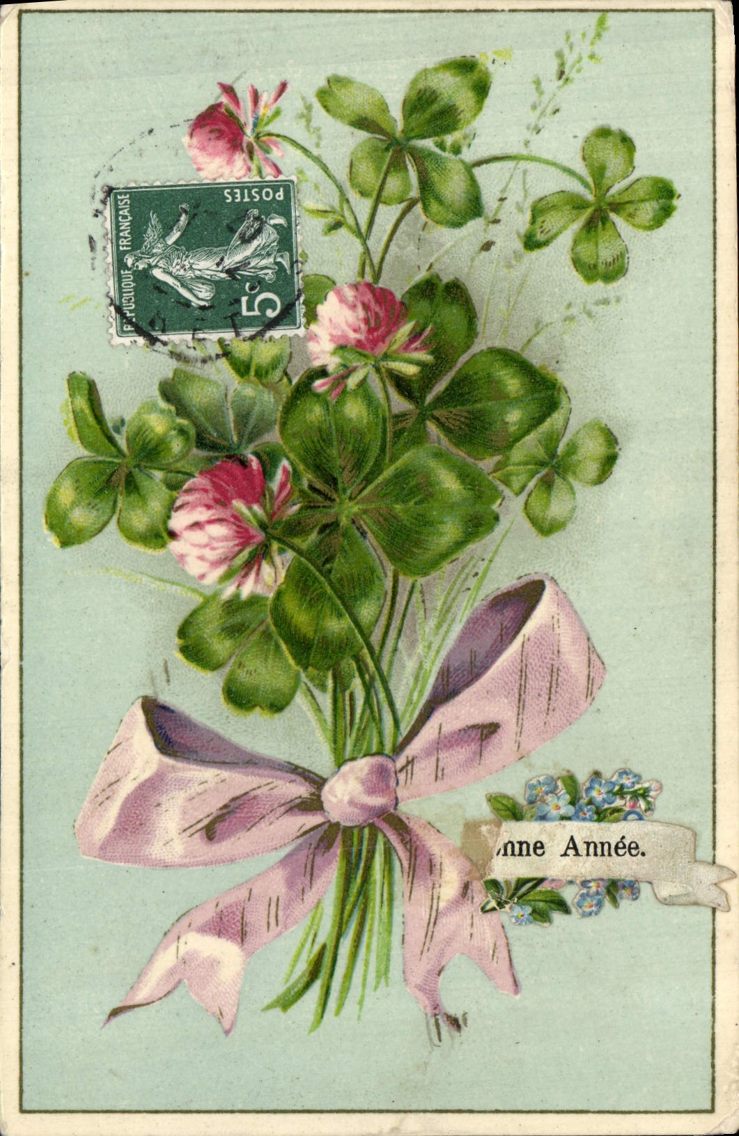 CPA Fantaisie Fleurs Trefles