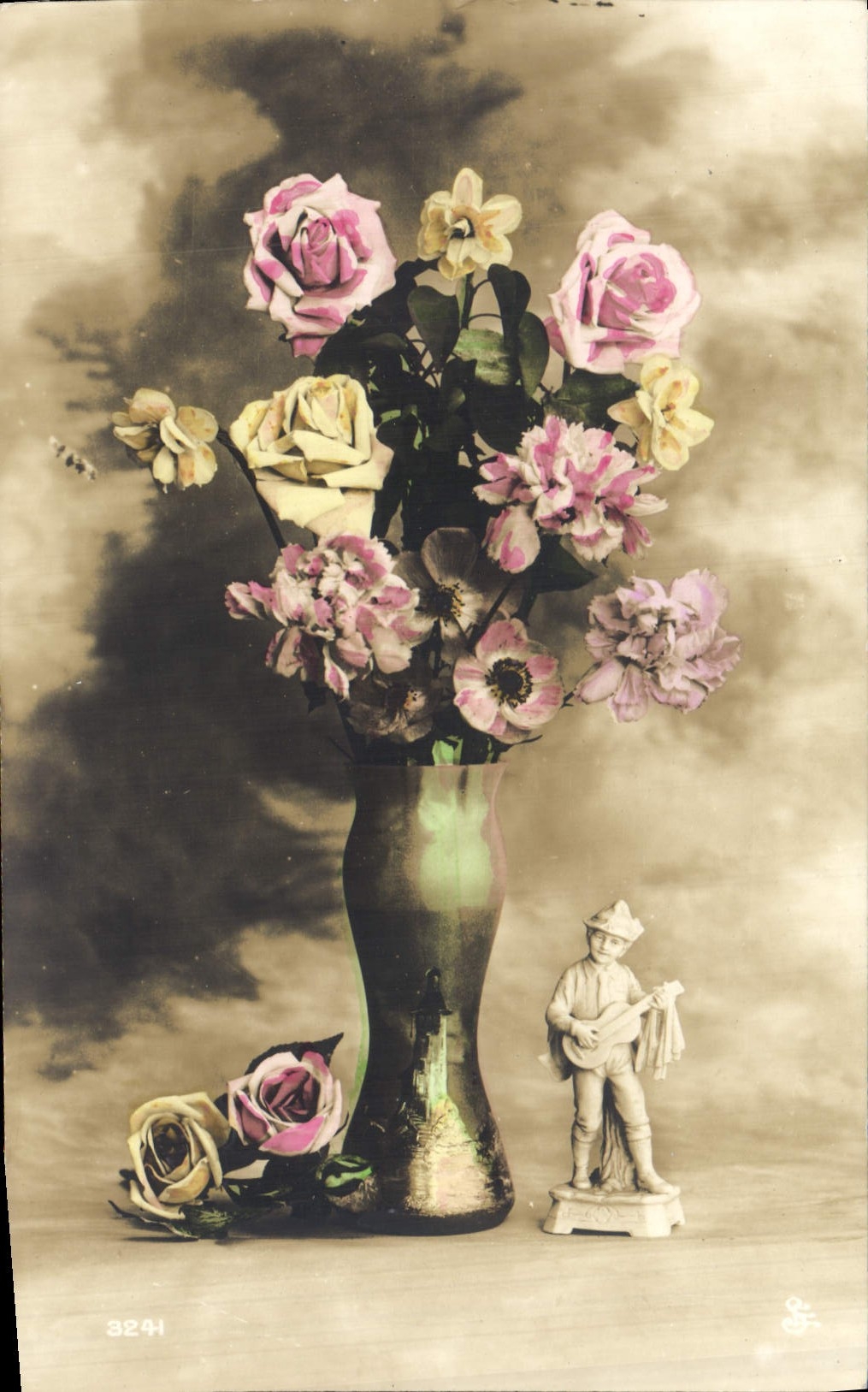 CPA Fantaisie Fleurs Santon