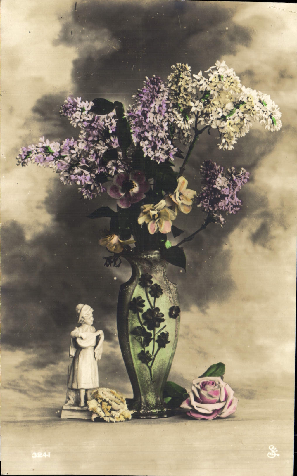 CPA Fantaisie Fleurs Santon