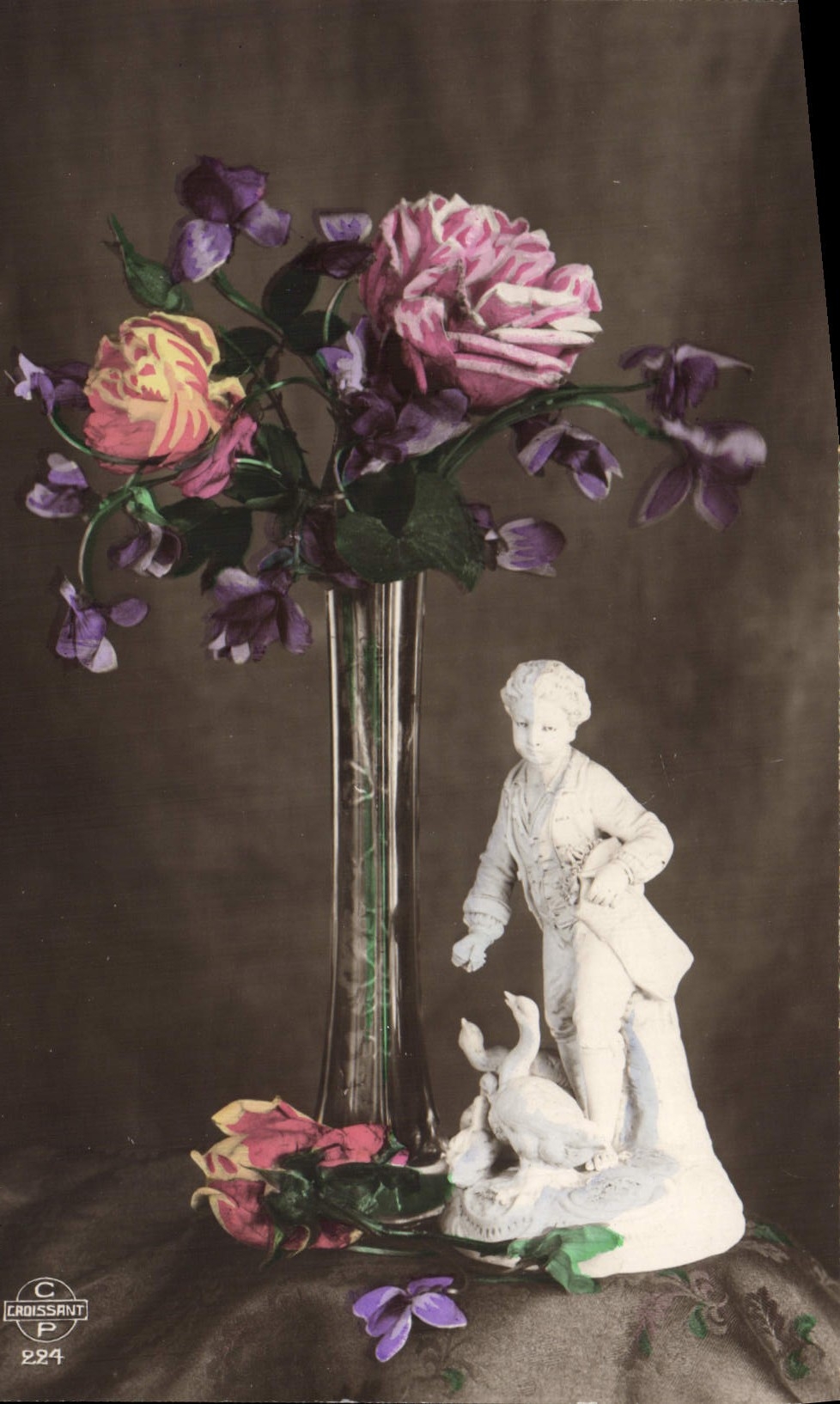 CPA Fantaisie Fleurs Santon