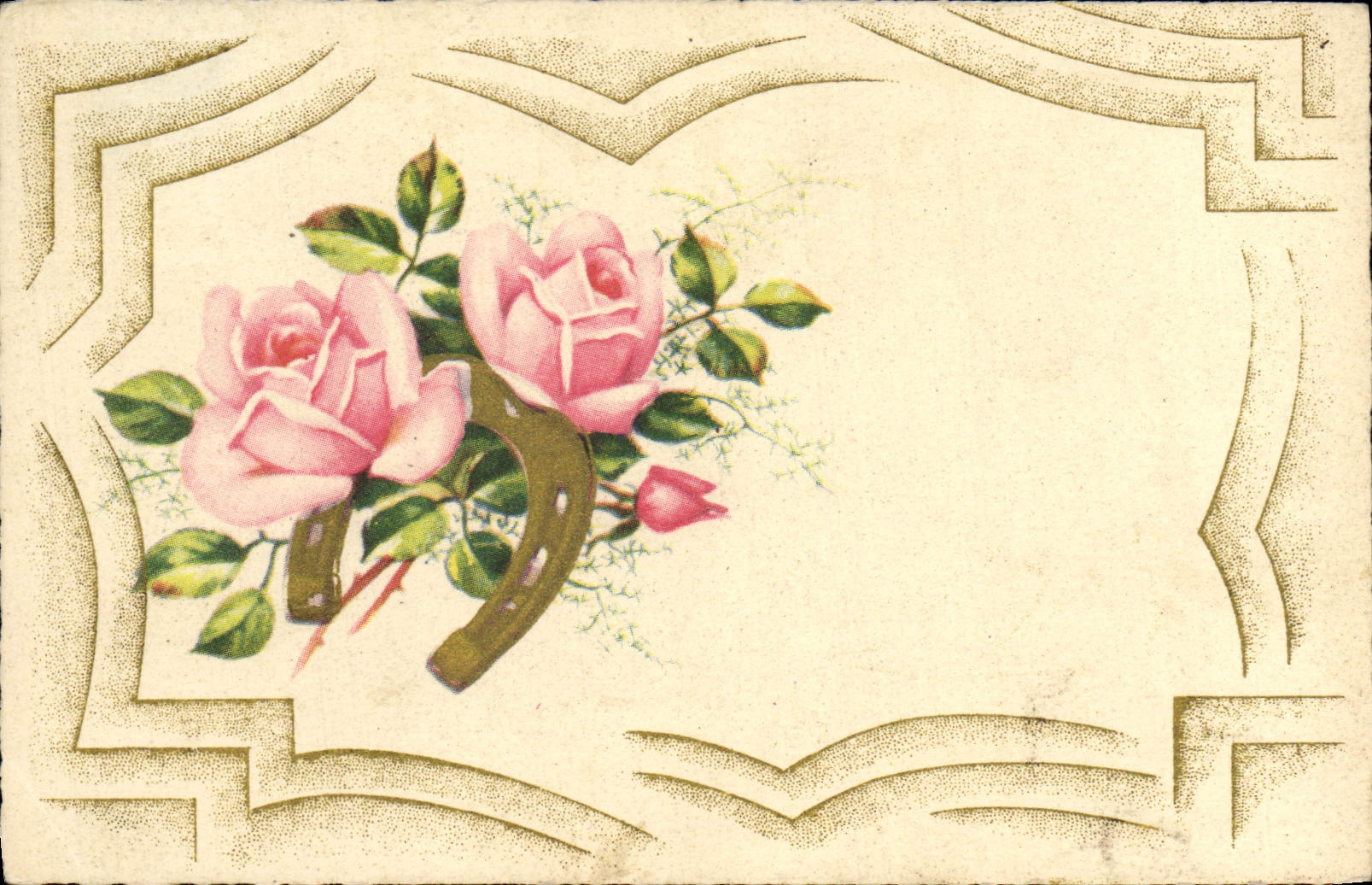 CPA Fantaisie Fleurs Fer a cheval