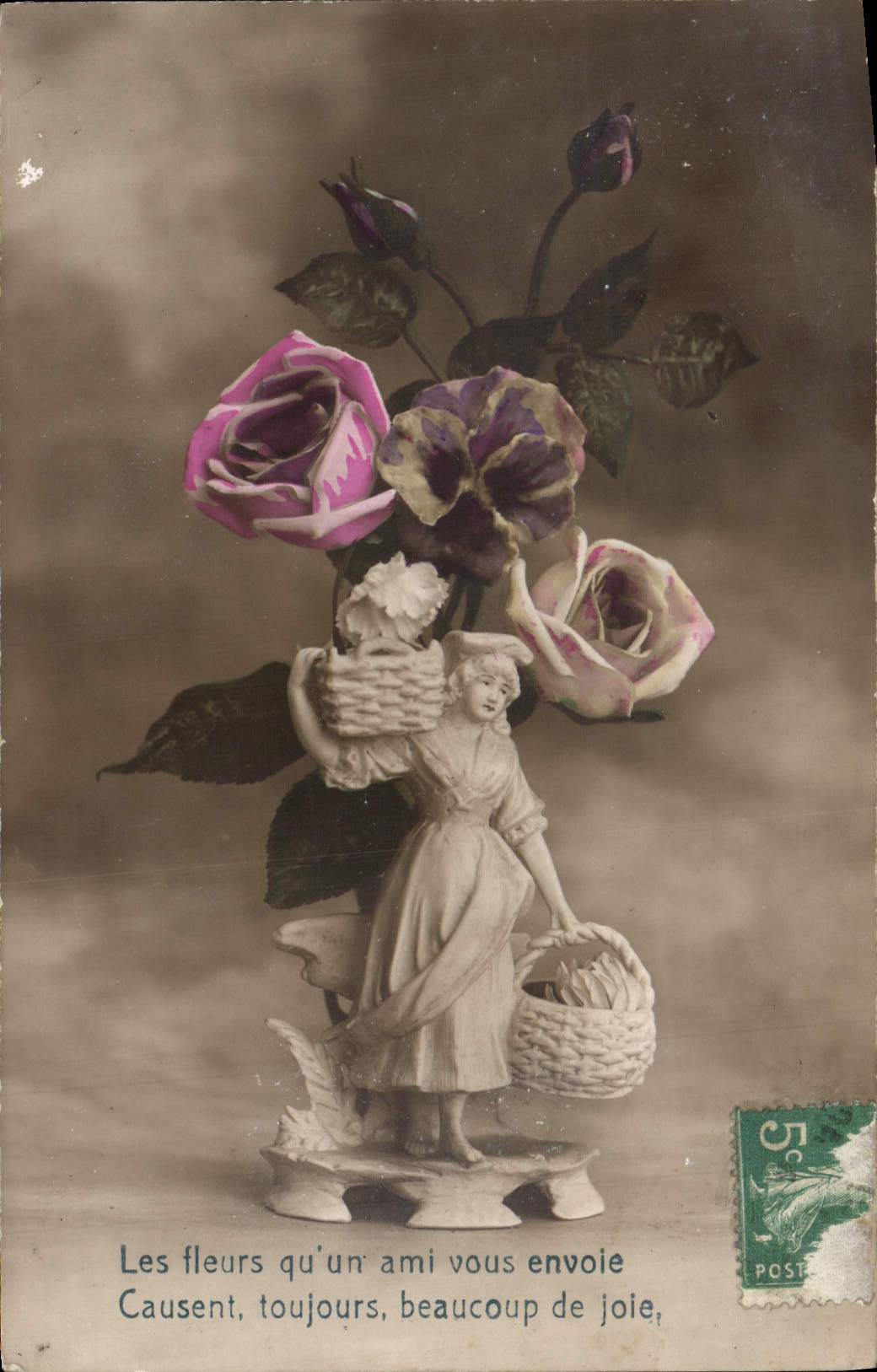 CPA Fantaisie Fleurs Santon 