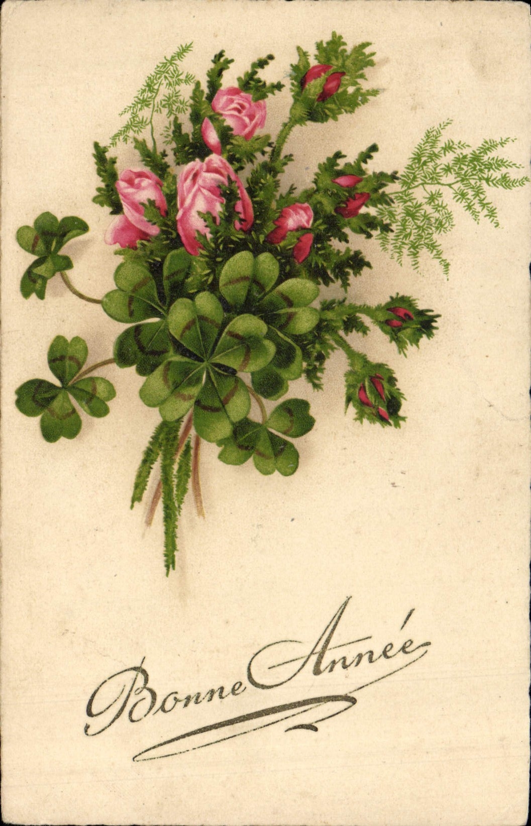 CPA Fantaisie Fleurs Trefles