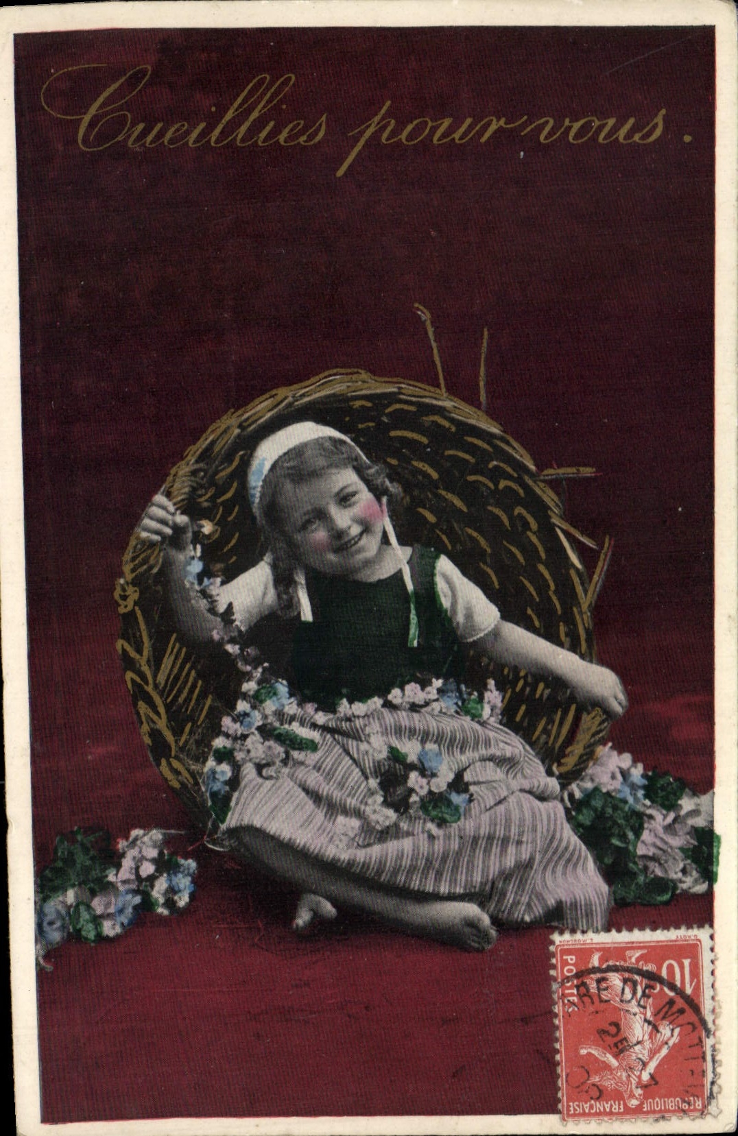 VINTAGE POSTCARD Fantasy Flowers Child