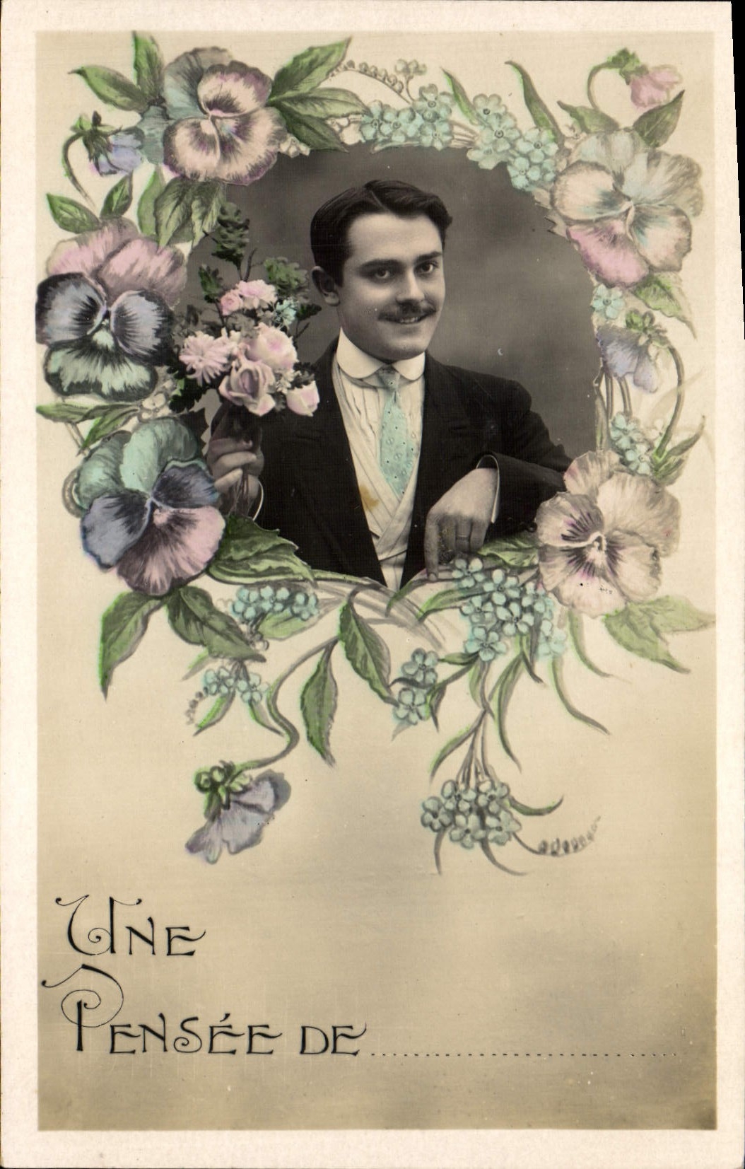 CPA Fantaisie Fleurs Homme