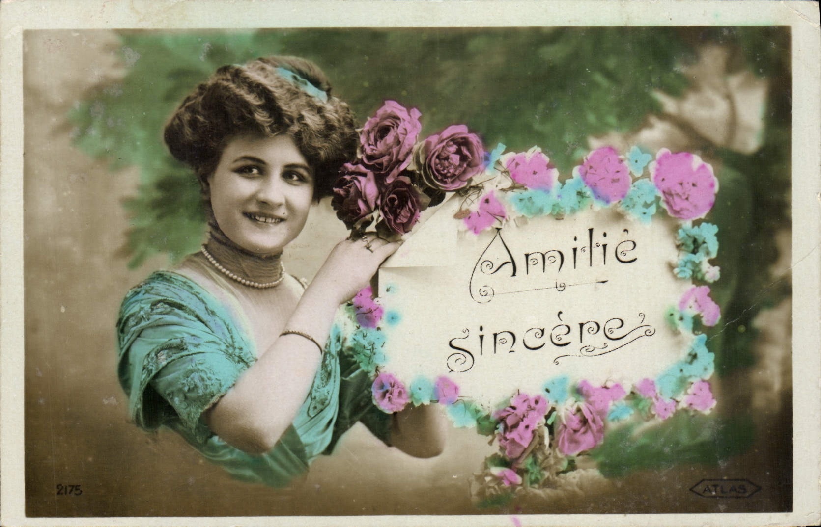 VINTAGE POSTCARD Fantasy Flowers Woman