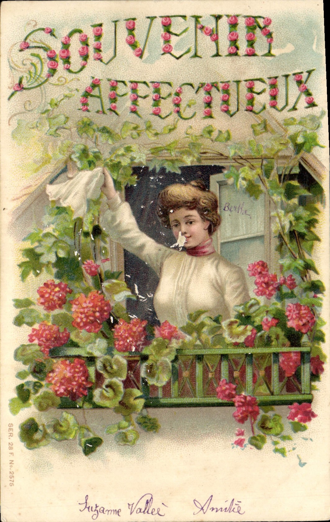 VINTAGE POSTCARD Fantasy Flowers Woman