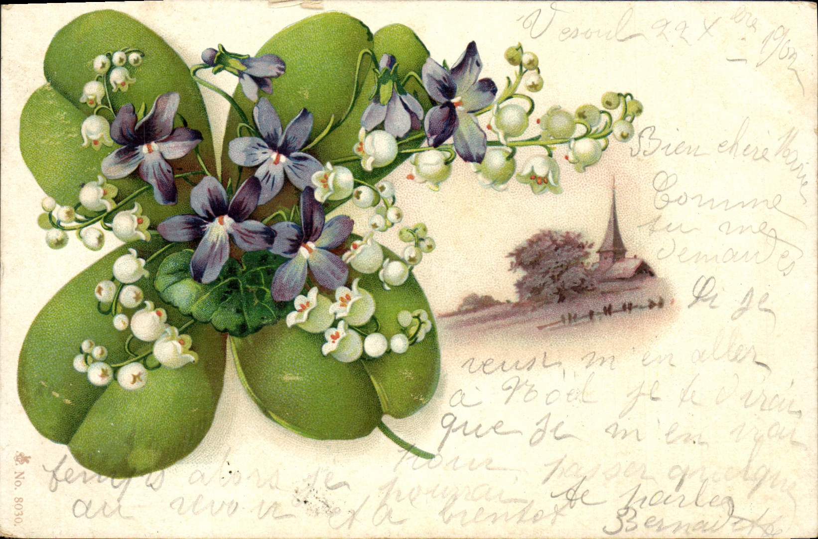 CPA Fantaisie Fleurs Muguet Trefle 