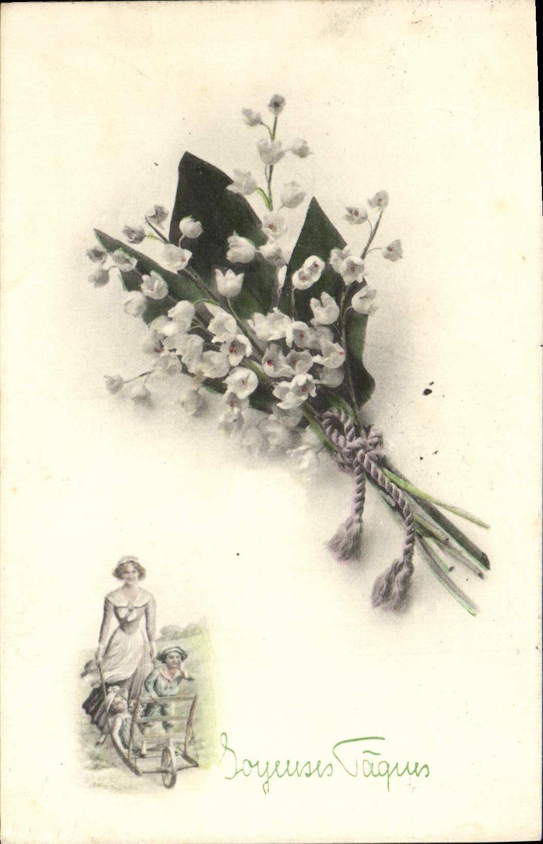 CPA Fantaisie Fleurs Muguet Femme Enfant