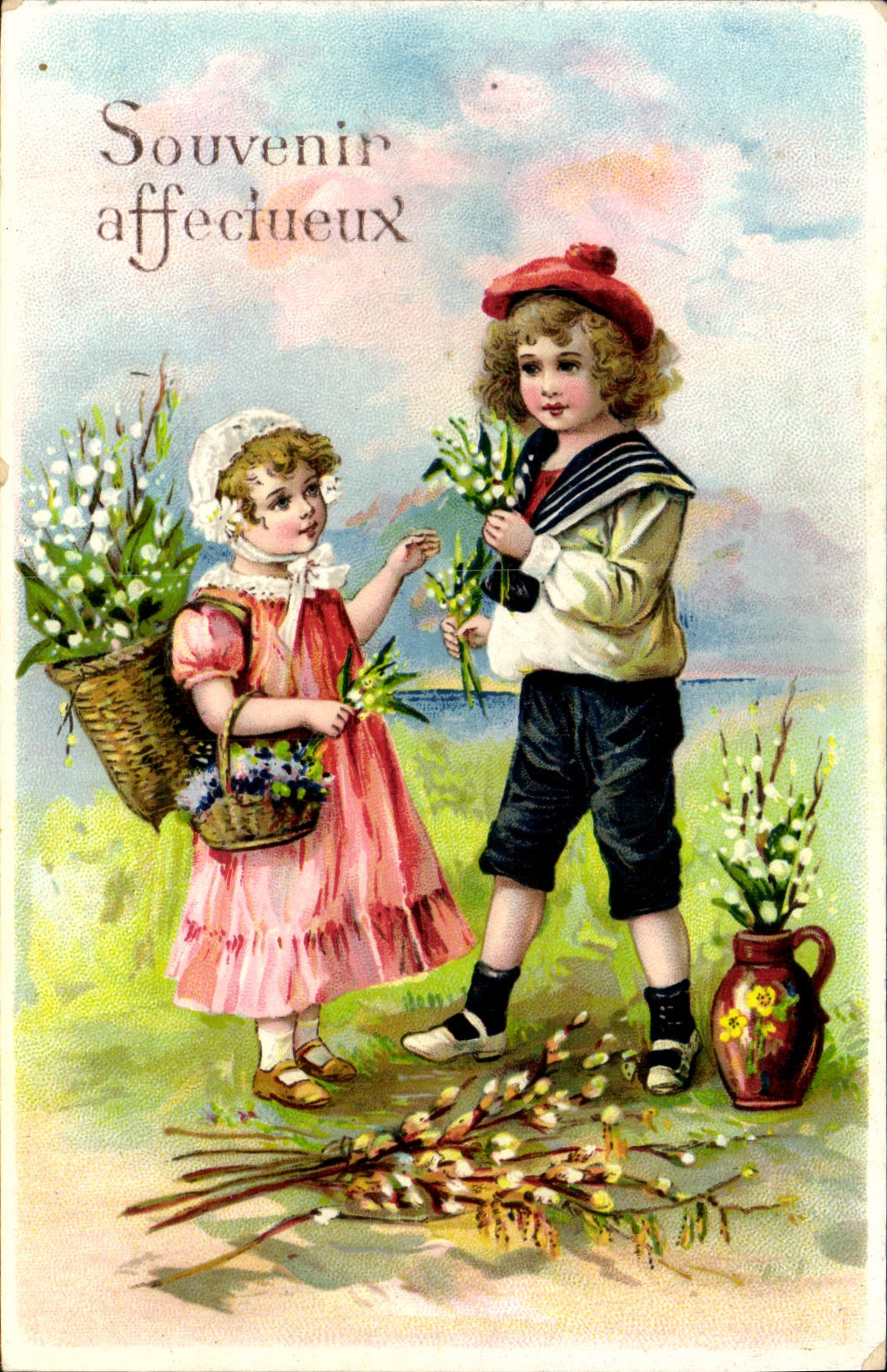 CPA Fantaisie Fleurs Muguet Enfants