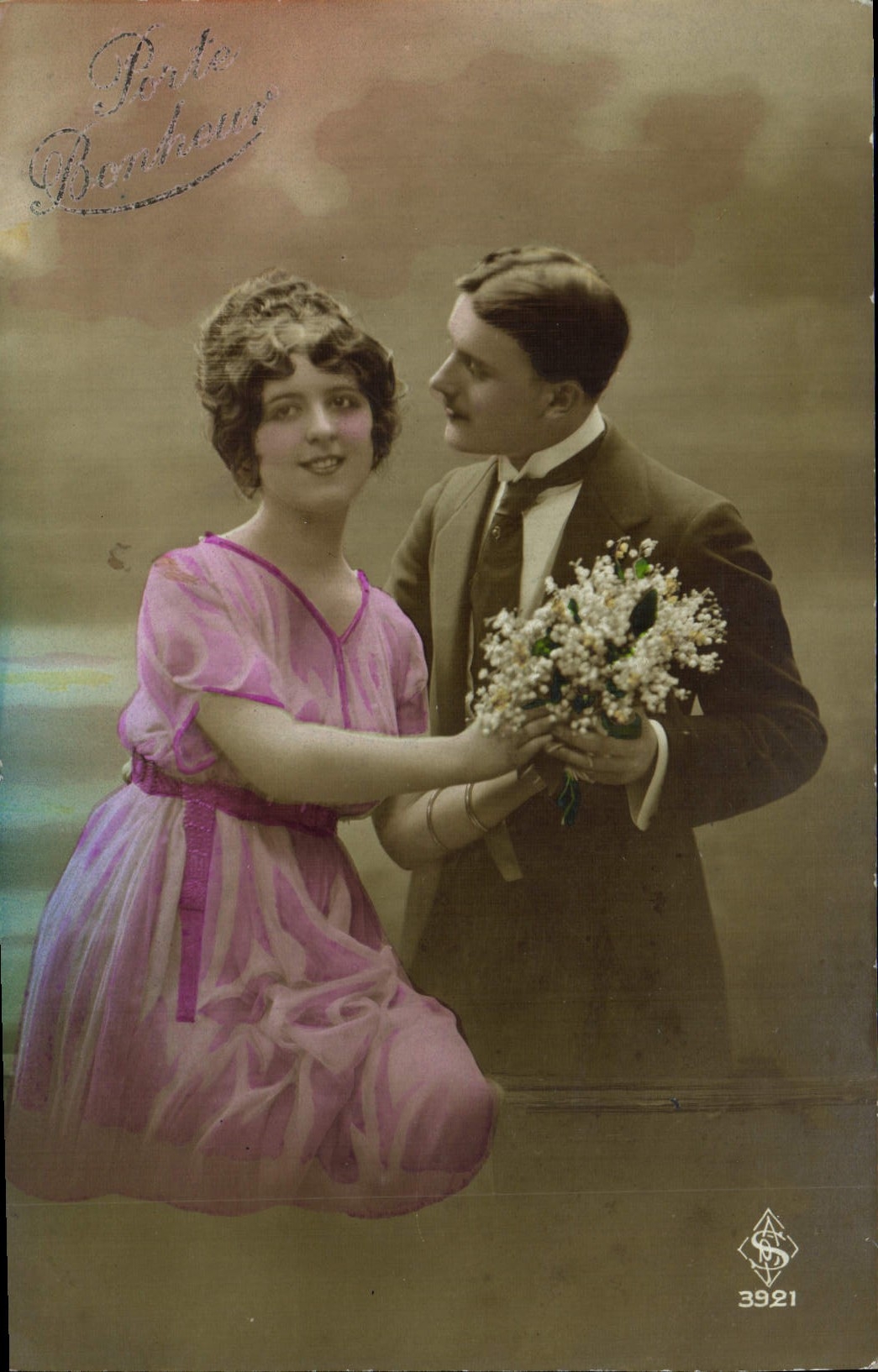 VINTAGE POSTCARD Fantasy Flowers Lily of the valley Woman