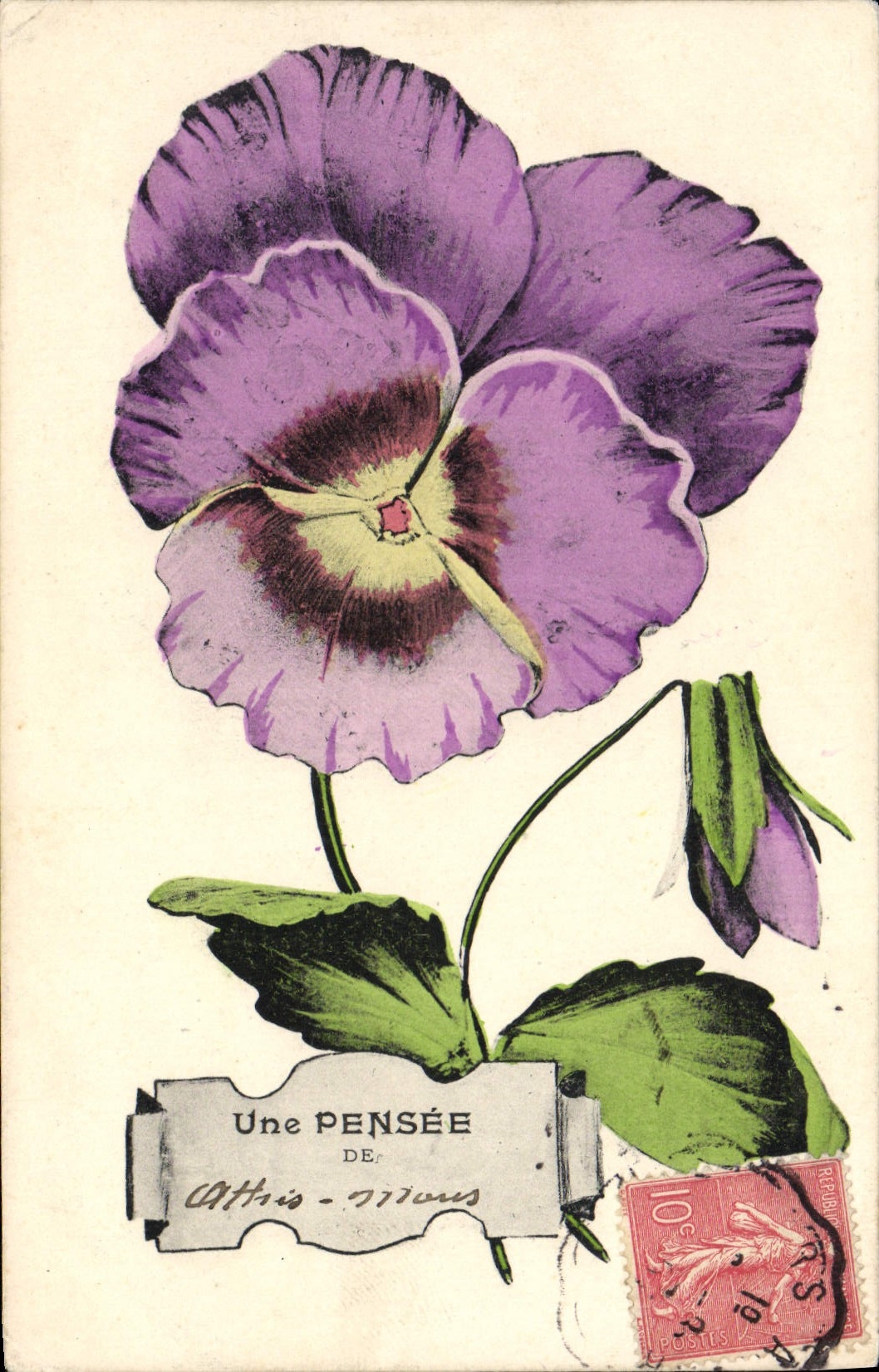 CPA Fantaisie Fleurs Une pensee de Athis Mons