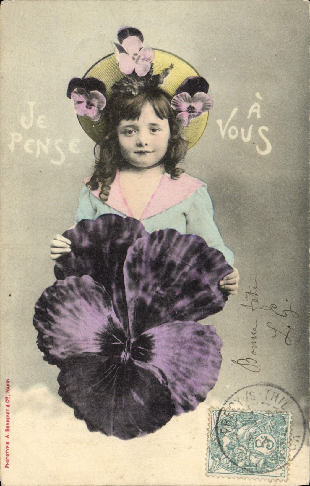 VINTAGE POSTCARD Fantasy Flowers Child