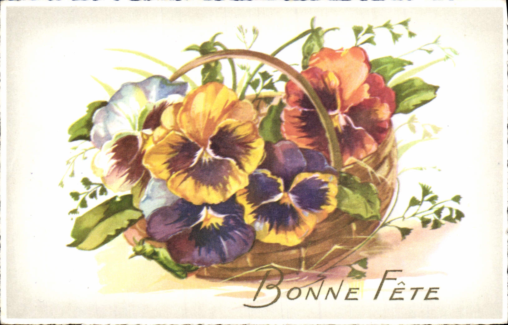 Flores de la fantasía de la POSTAL de la VENDIMIA