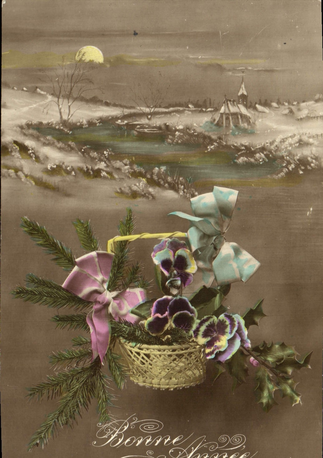 Flores de la fantasía de la POSTAL de la VENDIMIA