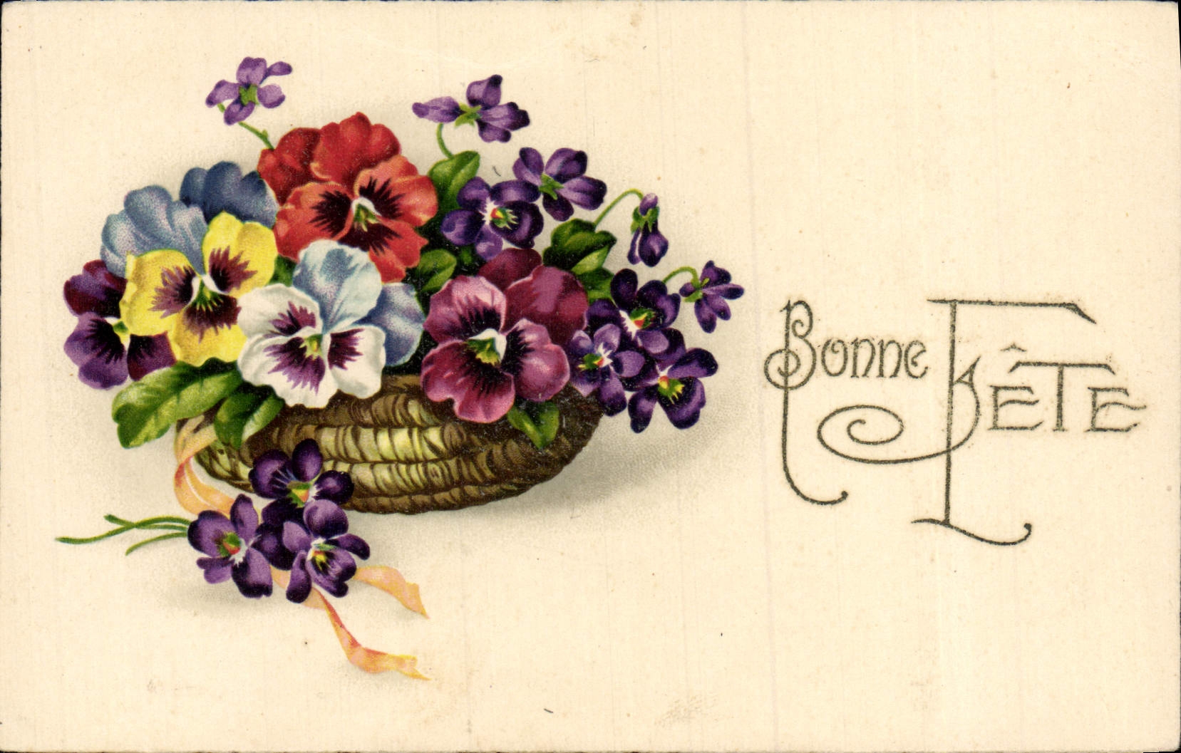 Flores de la fantasía de la POSTAL de la VENDIMIA