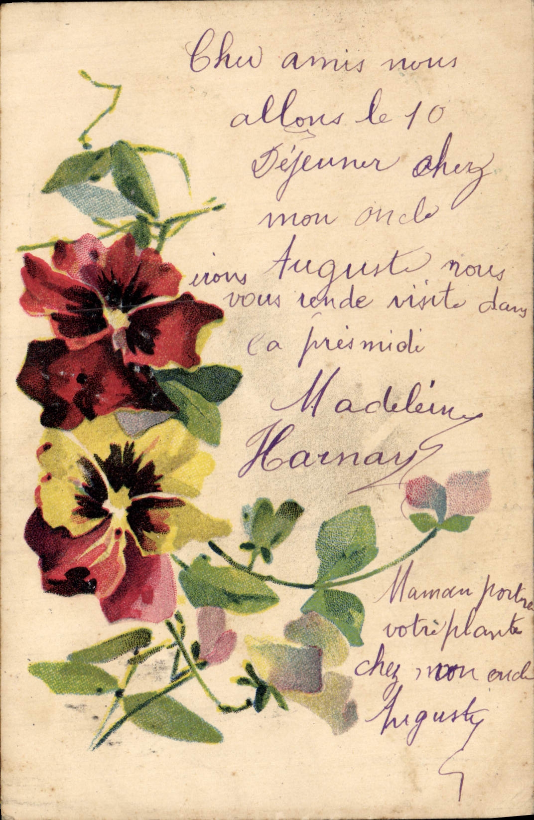 Flores de la fantasía de la POSTAL de la VENDIMIA