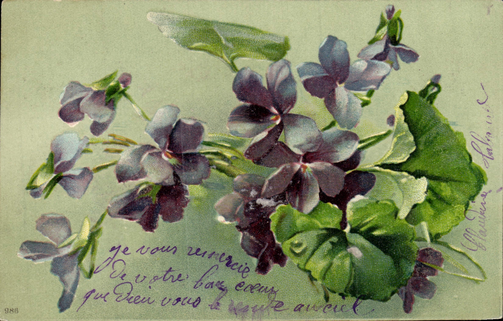Flores de la fantasía de la POSTAL de la VENDIMIA