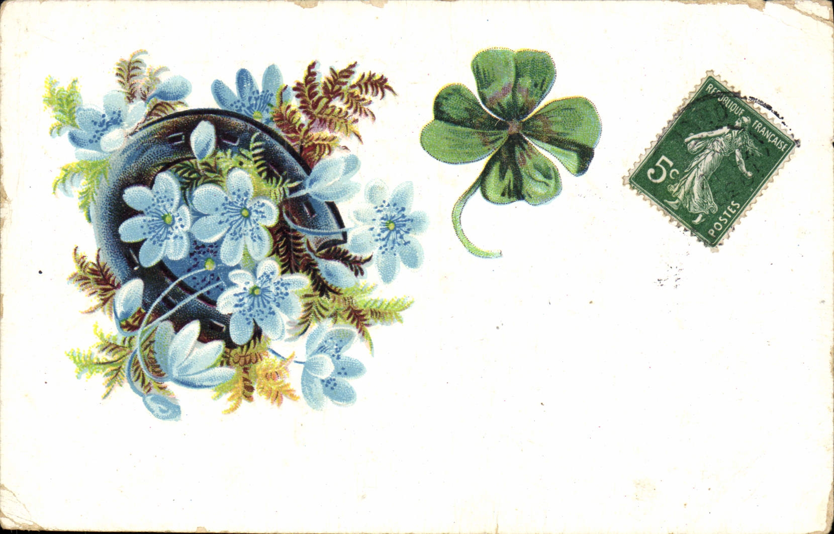 Flores de la fantasía de la POSTAL de la VENDIMIA