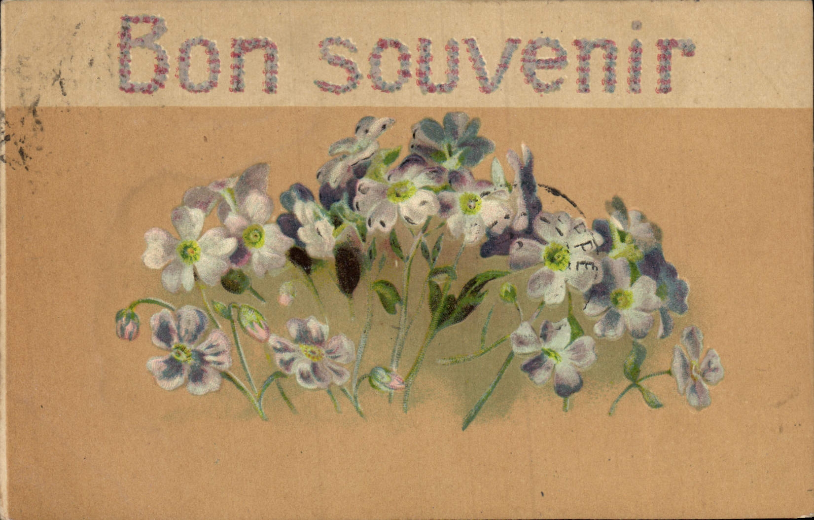 Flores de la fantasía de la POSTAL de la VENDIMIA