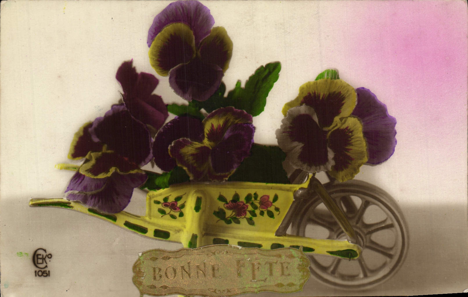 Flores de la fantasía de la POSTAL de la VENDIMIA