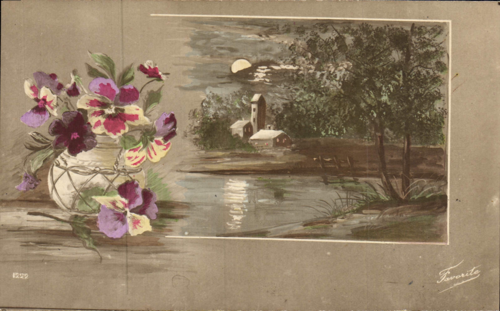 Flores de la fantasía de la POSTAL de la VENDIMIA