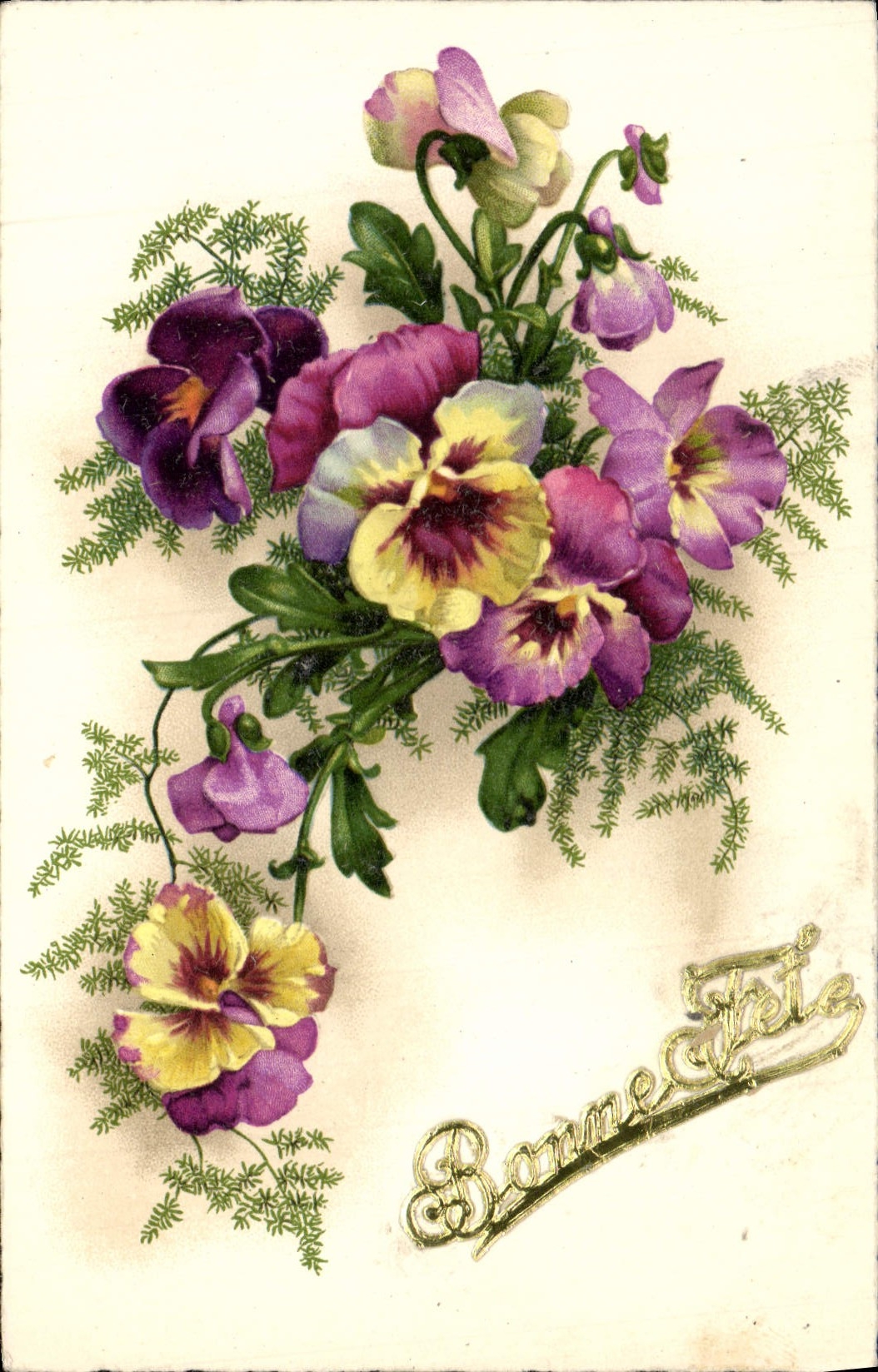 Flores de la fantasía de la POSTAL de la VENDIMIA