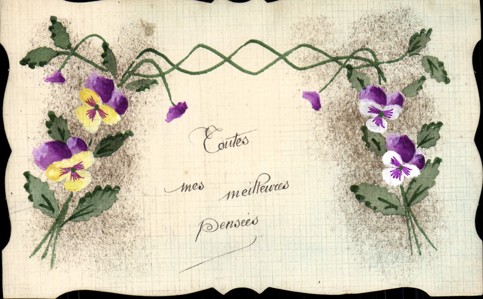 Flores de la fantasía de la POSTAL de la VENDIMIA