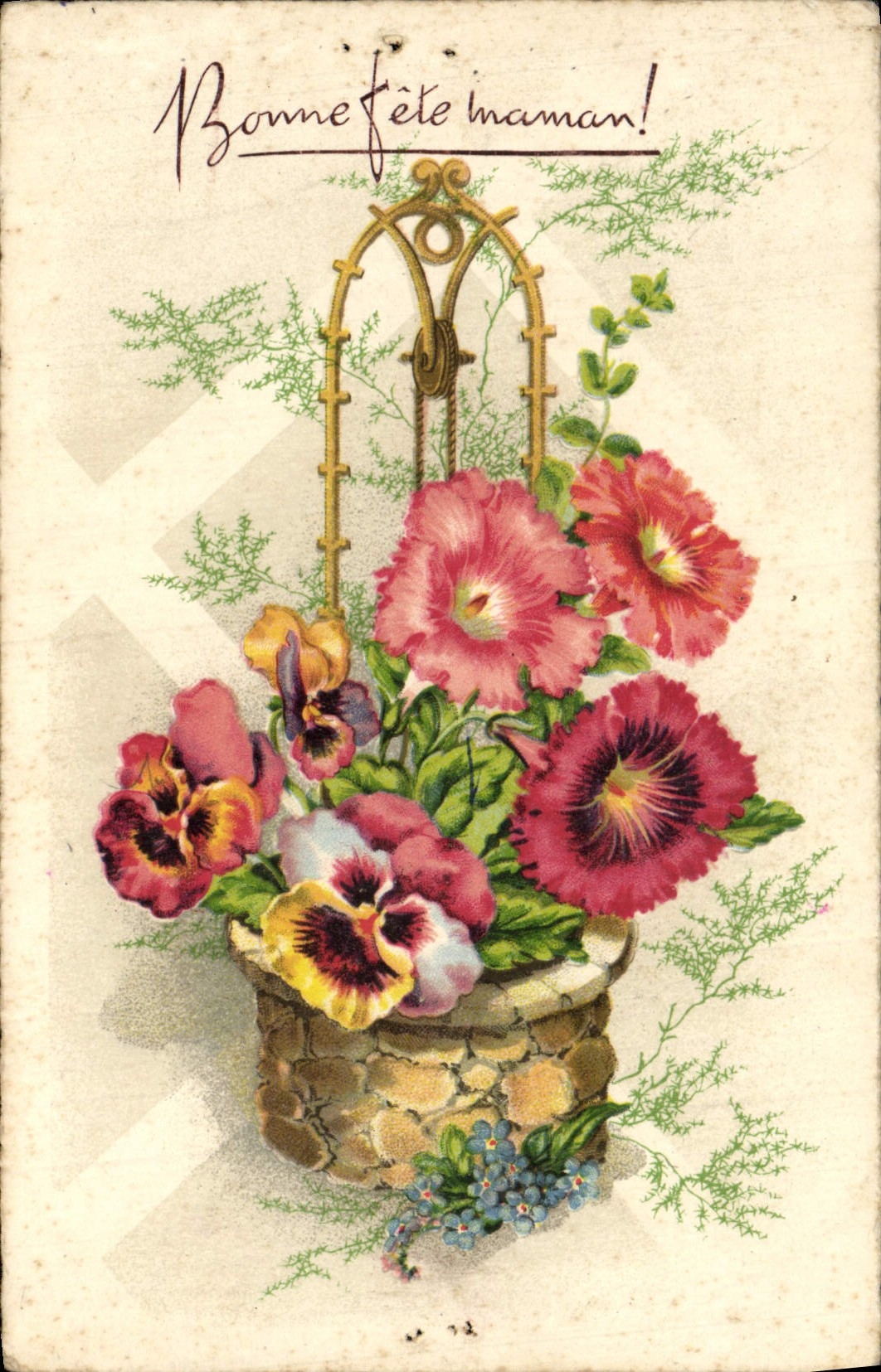 Flores de la fantasía de la POSTAL de la VENDIMIA