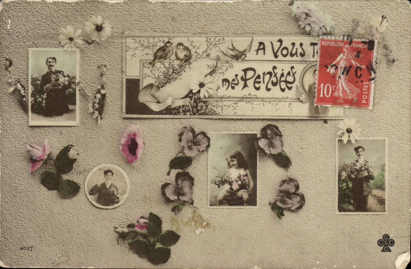 CPA Fantaisie Fleurs enfant Homme