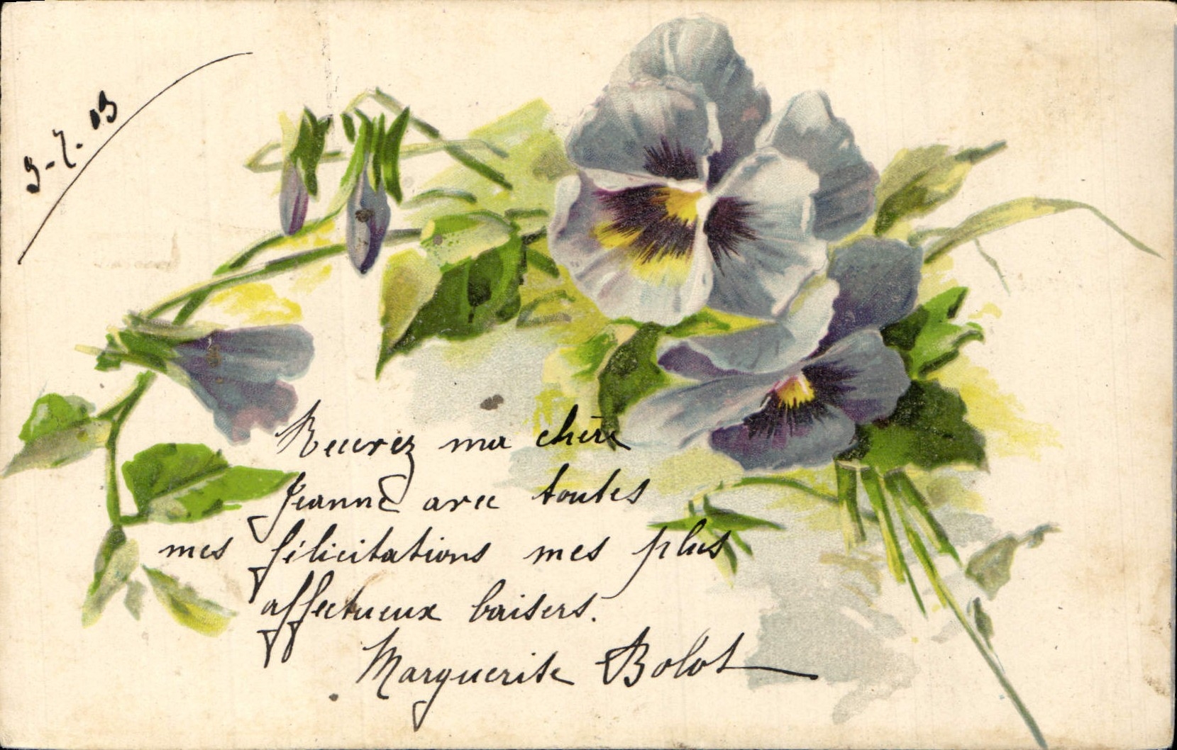 Flores de la fantasía de la POSTAL de la VENDIMIA