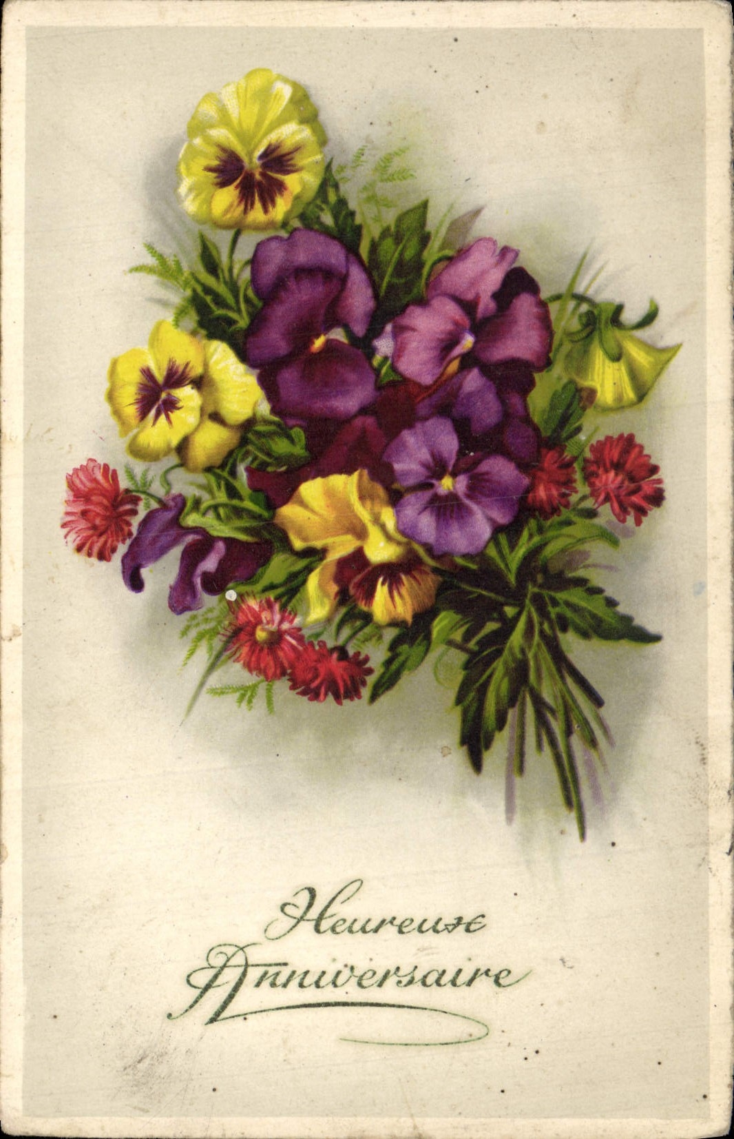 Flores de la fantasía de la POSTAL de la VENDIMIA