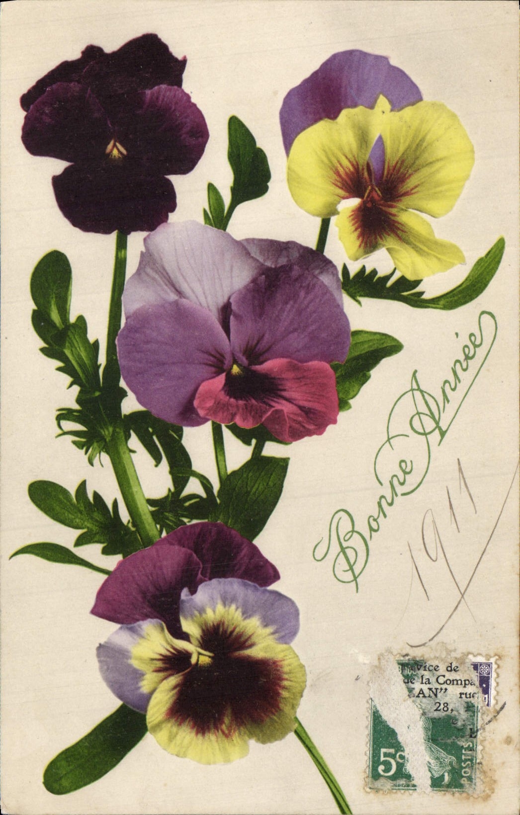 Flores de la fantasía de la POSTAL de la VENDIMIA