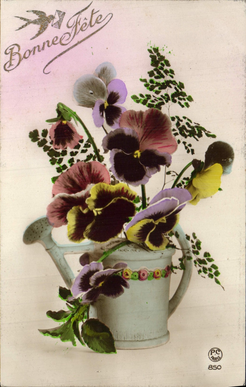 Flores de la fantasía de la POSTAL de la VENDIMIA