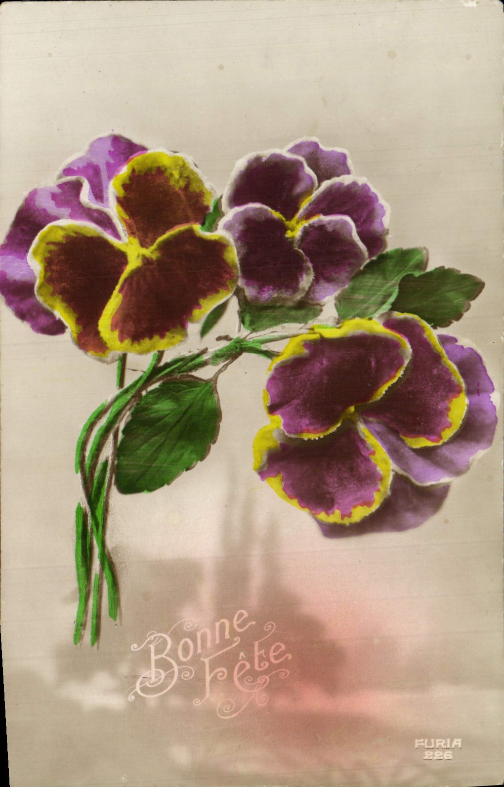 Flores de la fantasía de la POSTAL de la VENDIMIA