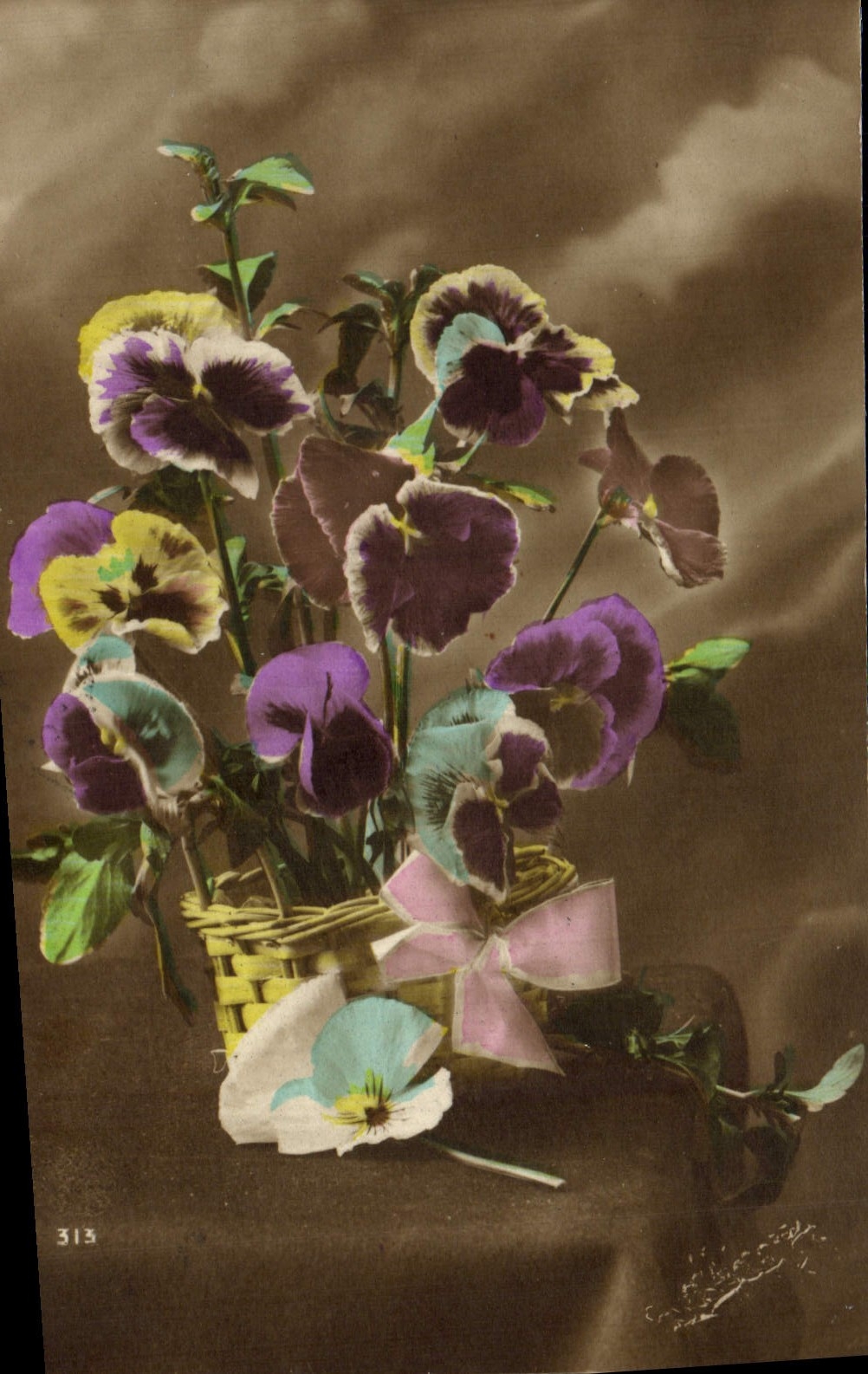 Flores de la fantasía de la POSTAL de la VENDIMIA