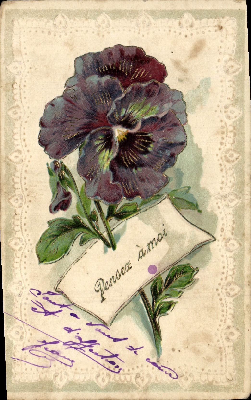 Flores de la fantasía de la POSTAL de la VENDIMIA