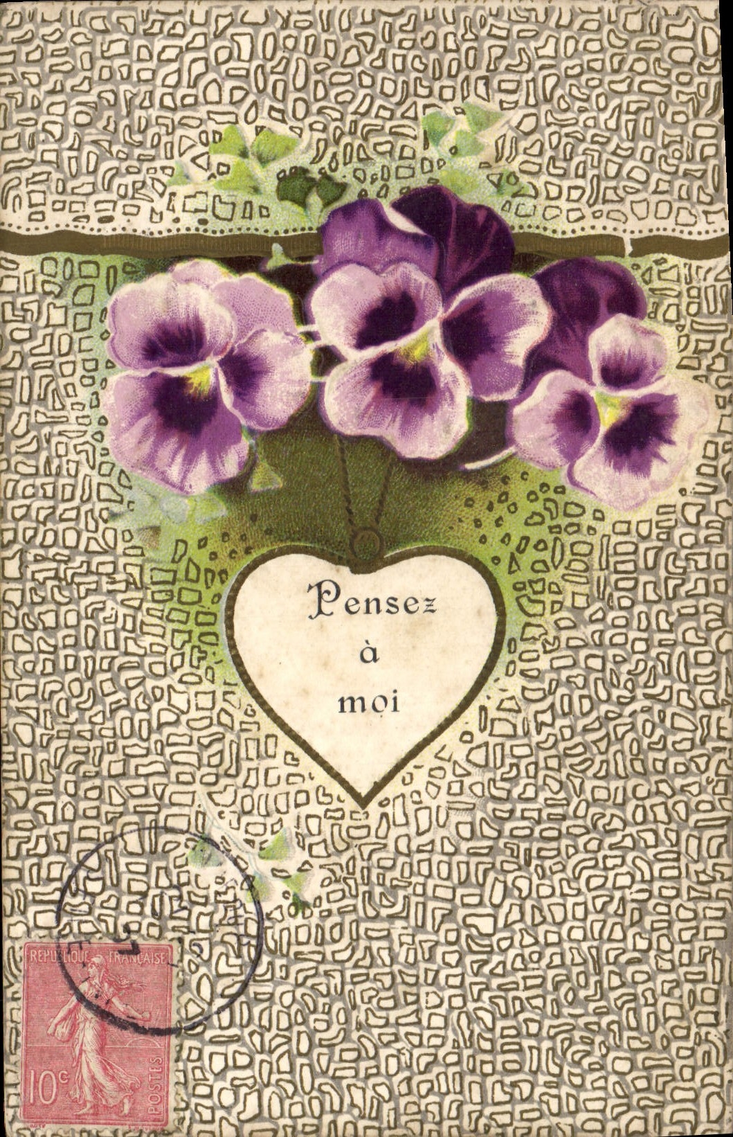 Flores de la fantasía de la POSTAL de la VENDIMIA