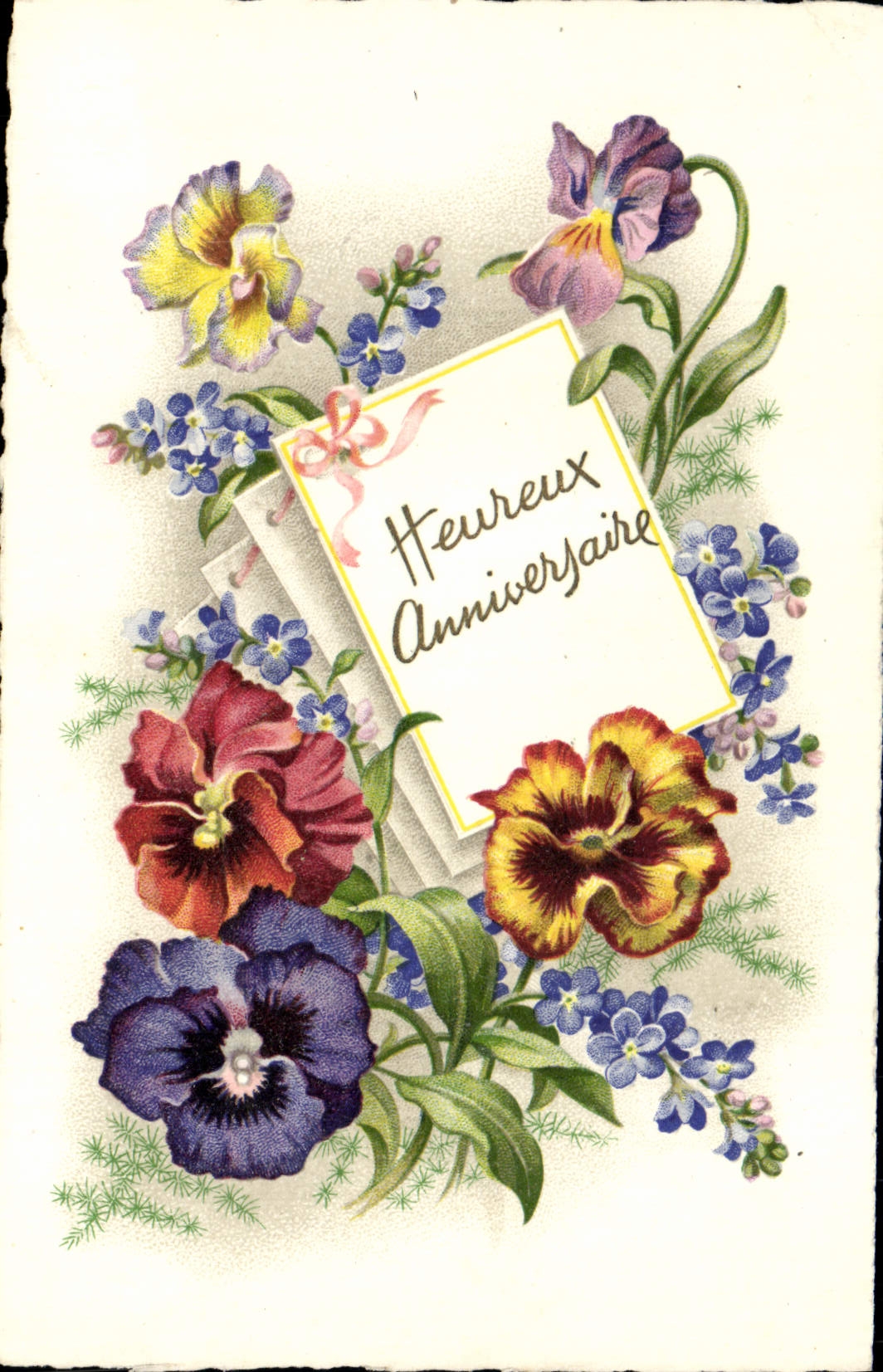 Flores de la fantasía de la POSTAL de la VENDIMIA