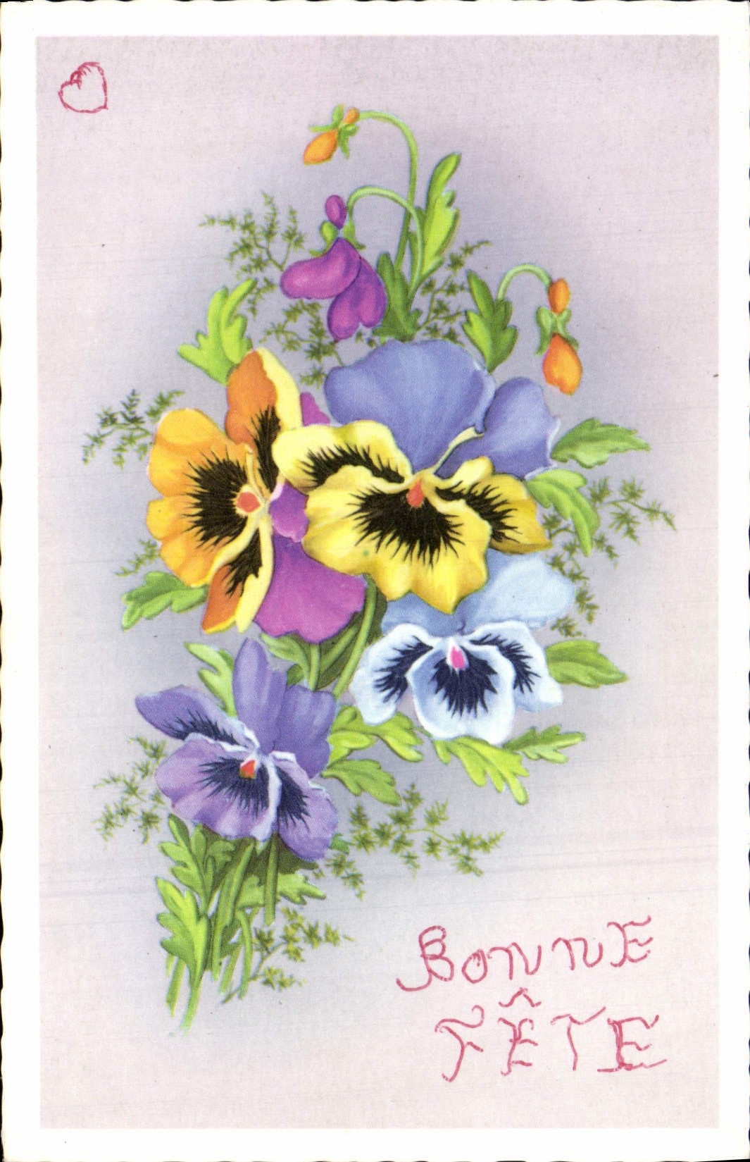 Flores de la fantasía de la POSTAL de la VENDIMIA