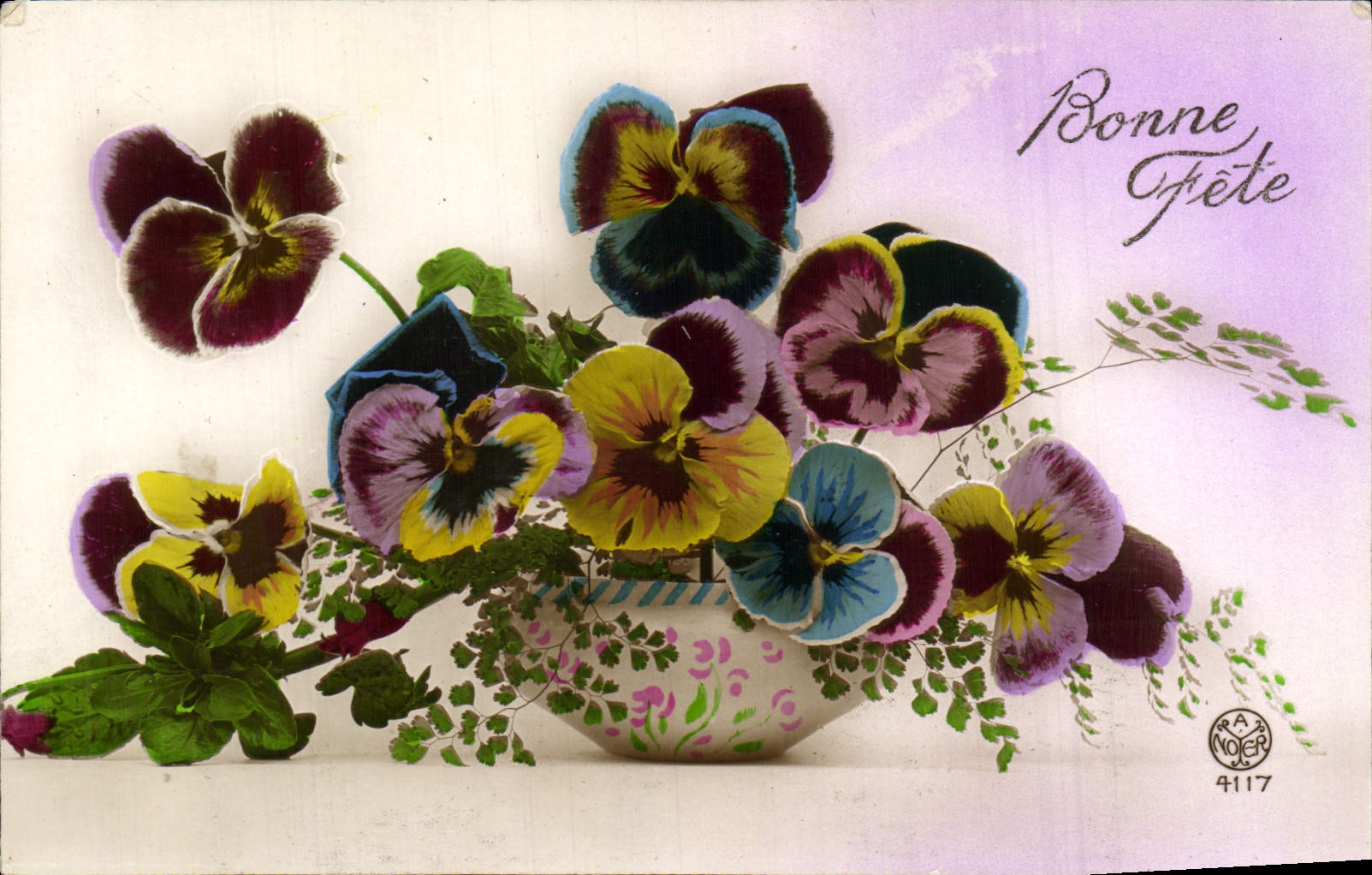 Flores de la fantasía de la POSTAL de la VENDIMIA