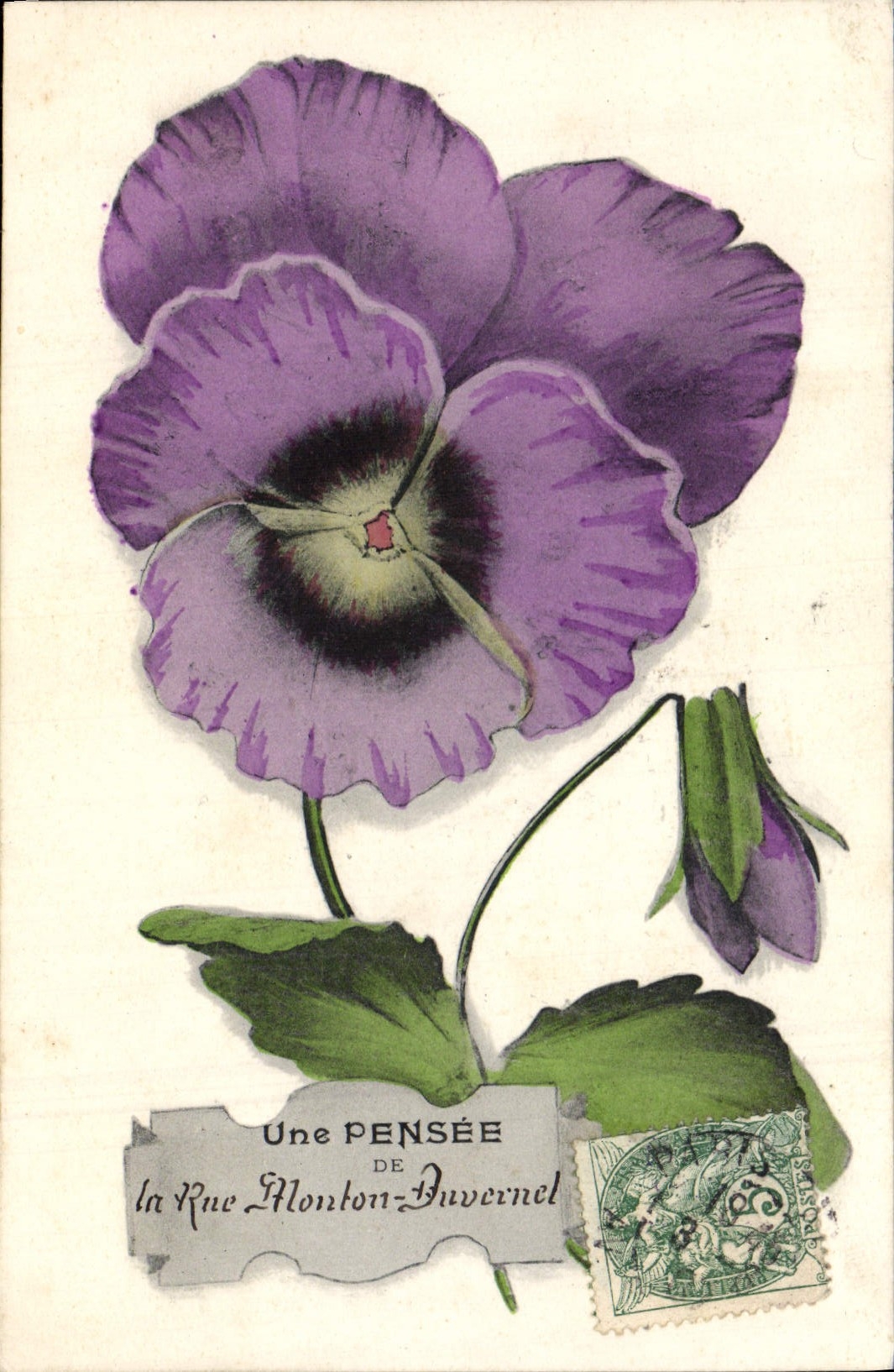 CPA Fantaisie Fleurs Une pensee de Montron Duvernel