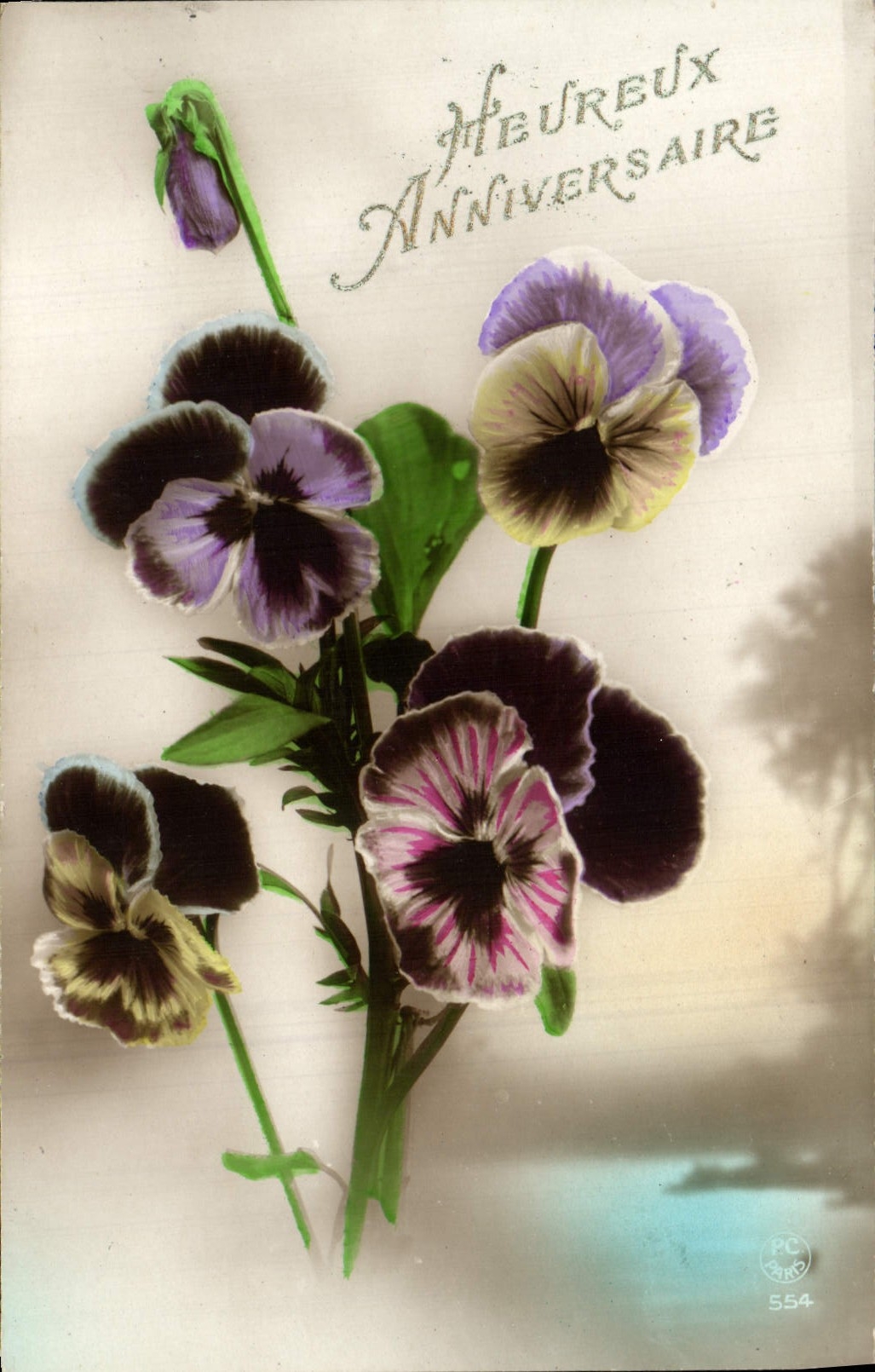 Flores de la fantasía de la POSTAL de la VENDIMIA