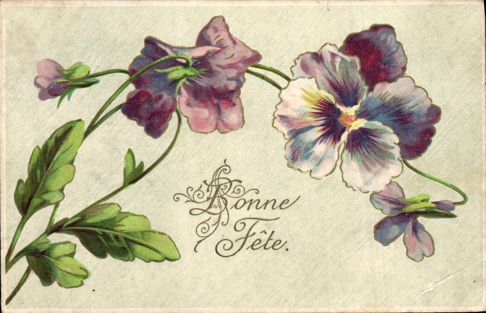Flores de la fantasía de la POSTAL de la VENDIMIA