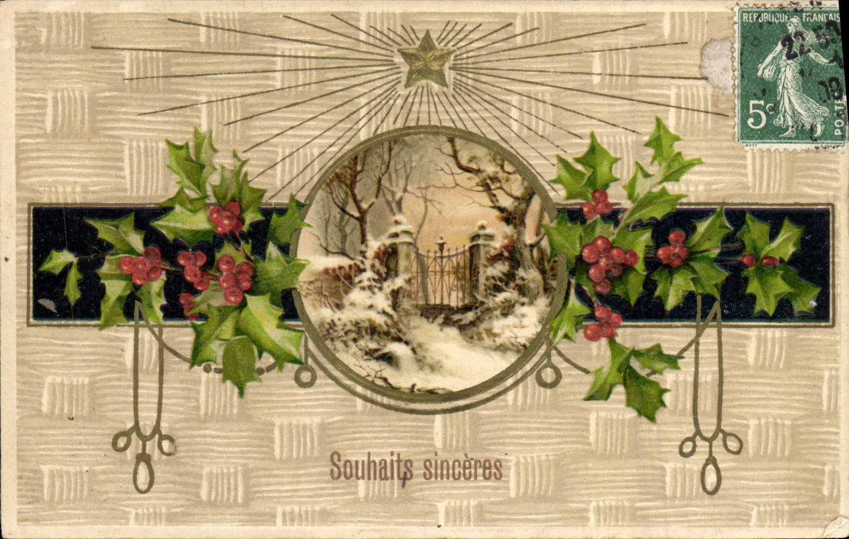 Flores de la fantasía de la POSTAL de la VENDIMIA