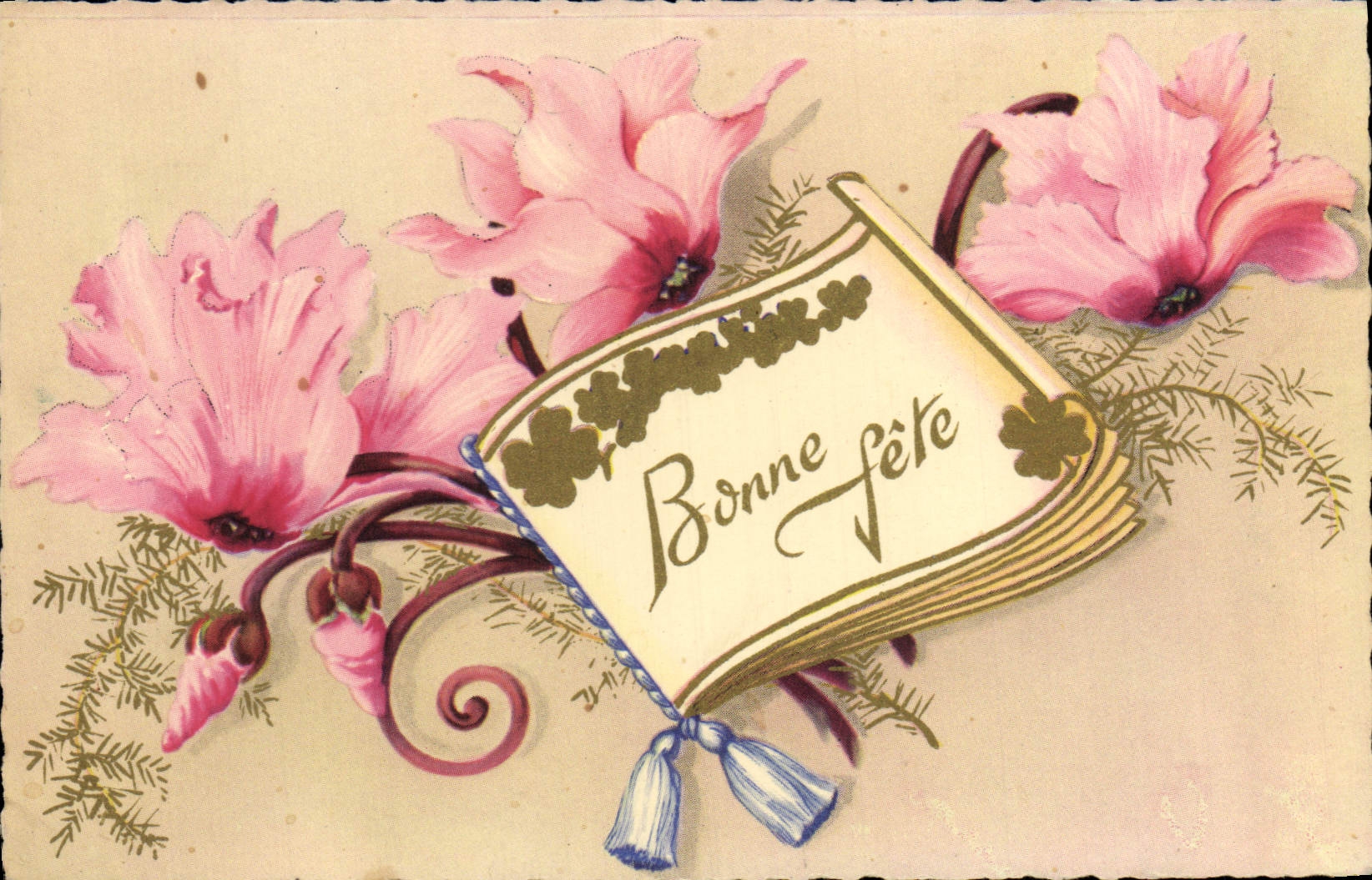 Flores de la fantasía de la POSTAL de la VENDIMIA