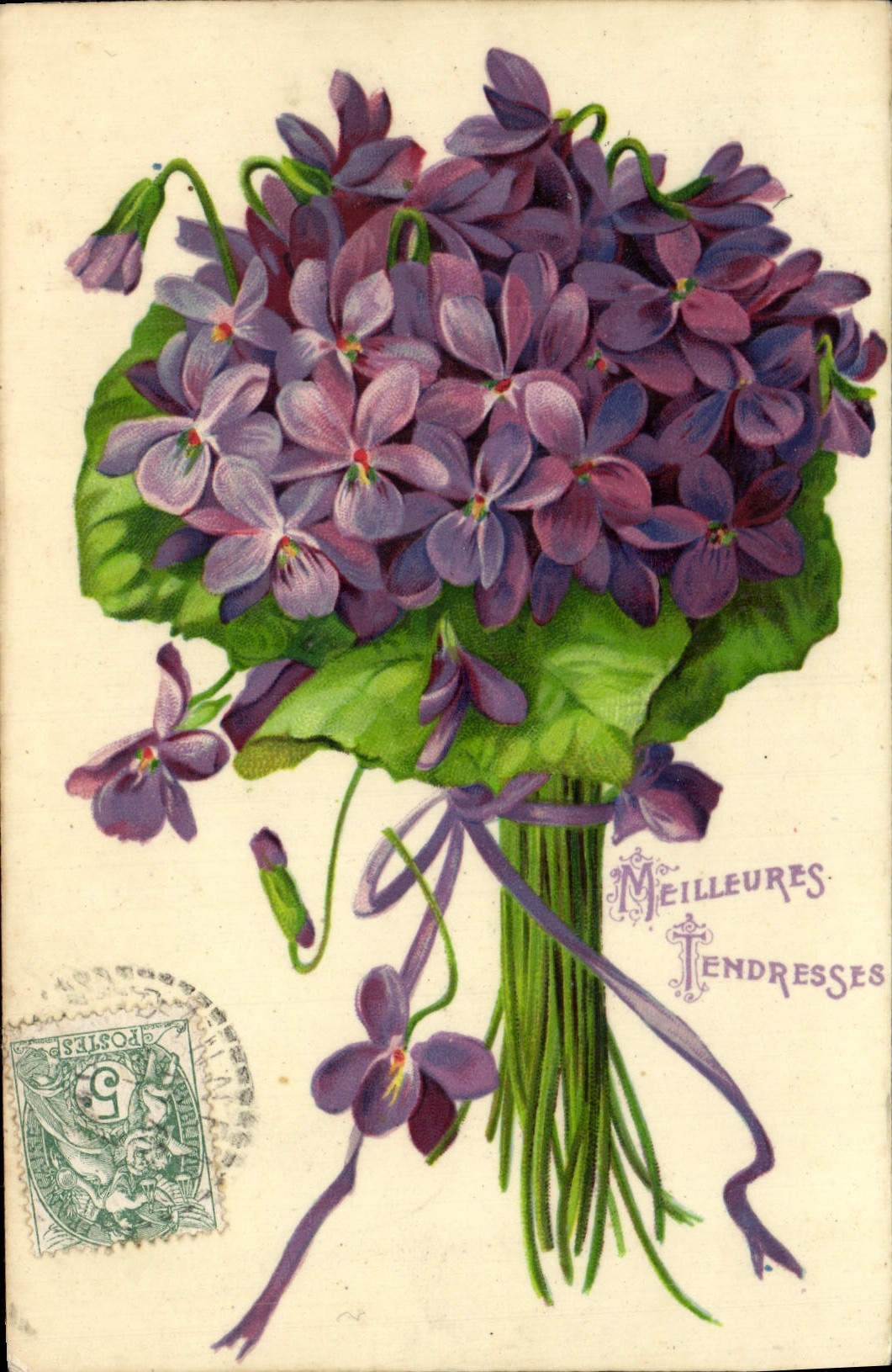 Flores de la fantasía de la POSTAL de la VENDIMIA