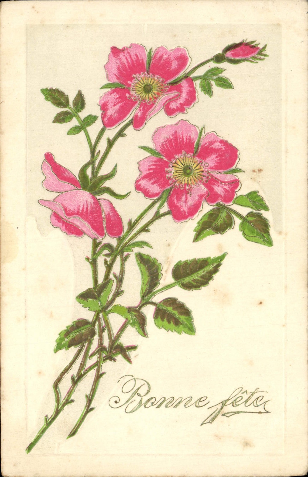 Flores de la fantasía de la POSTAL de la VENDIMIA